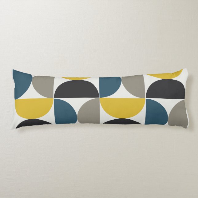 Mid-Century Modern Turmer Gunmetal and blue   Body Pillow (Front)