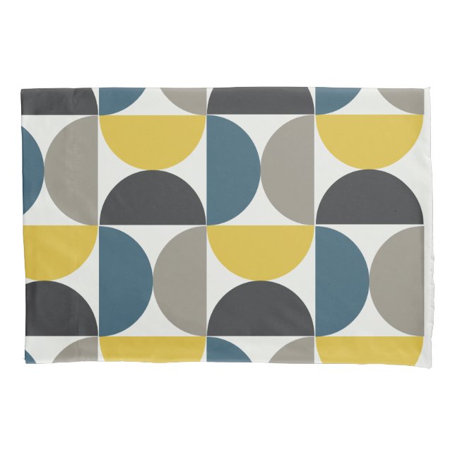 Mid-Century Modern Turmer Gunmetal and blue   Pillowcase (Front)