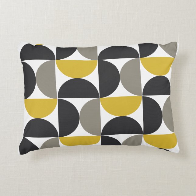 Mid-Century Modern turmeric and gunmetal grey  Accent Pillow (Front)