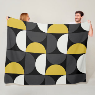 Mid-Century Modern turmeric and gunmetal grey   Fleece Blanket