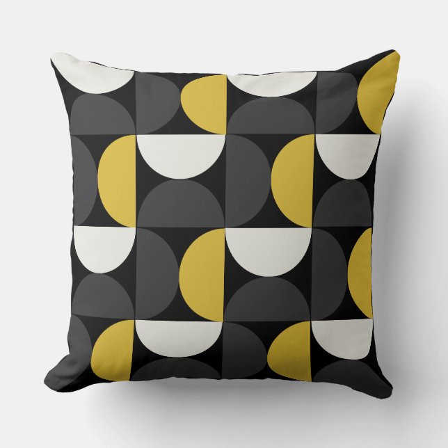 Mid-Century Modern turmeric and gunmetal grey   Throw Pillow (Front)