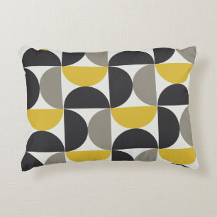 Mid-Century Modern Turmeric Gunmetal   Accent Pillow