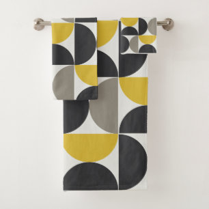 Mid-Century Modern Turmeric Gunmetal Bath Towel Set