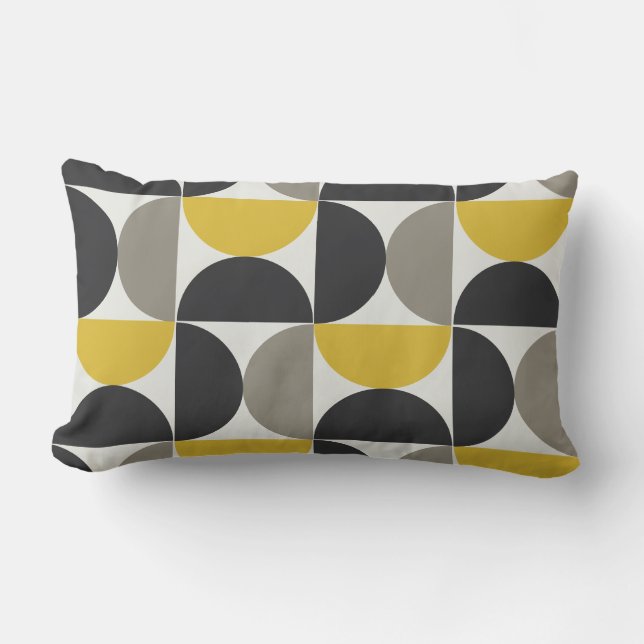 Mid-Century Modern Turmeric Gunmetal     Lumbar Pillow (Front)