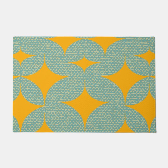 Mid Century Modern Turquoise Diamond  Doormat (Front)