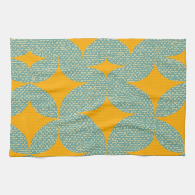 Mid Century Modern Turquoise Diamond Kitchen Towel (Horizontal)