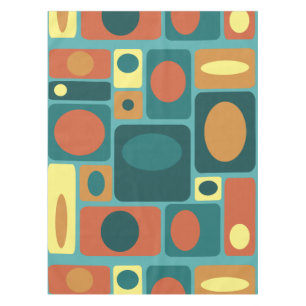 Mid Century Modern Turquoise Rectangles Tablecloth