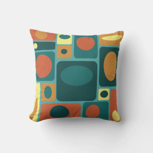 Mid Century Modern Turquoise Rectangles Throw Pillow