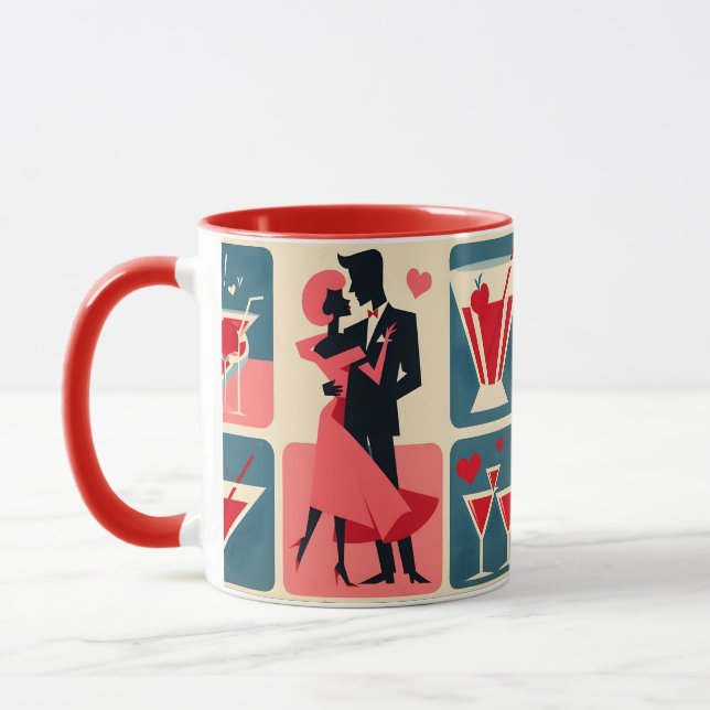 Mid Century Modern Valentine Dancing Couple Mug (Left)