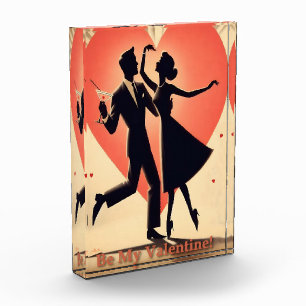 Mid Century Modern Valentine Dancing Couple Photo Block