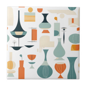 Mid Century Modern Vase Shape on White Tile