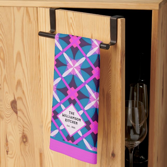 Mid-century Modern Vibrant Colours Tea  Kitchen Towel (Thirds Fold)