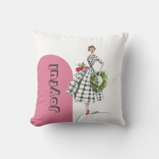 Mid Century Modern Vintage Lady Throw Pillow