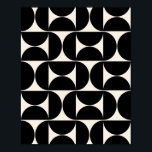 Mid Century Modern Vintage Pattern Black And White Poster<br><div class="desc">Retro Mid Century Modern Pattern – Abstract Geometric Shapes – Minimalist Pattern in black and cream white.</div>