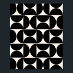 Mid Century Modern Vintage Pattern Black And White Poster<br><div class="desc">Retro Mid Century Modern Pattern – Abstract Geometric Shapes – Minimalist Pattern in black and cream white.</div>
