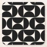 Mid Century Modern Vintage Pattern Black And White Square Paper Coaster<br><div class="desc">Retro Mid Century Modern Pattern – Abstract Geometric Shapes – Minimalist Pattern in black and cream white.</div>