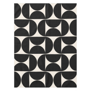Mid Century Modern Vintage Pattern Black And White Tablecloth