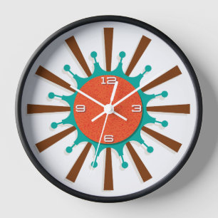 Mid-Century Modern Wall Clock - Graphic Spokes