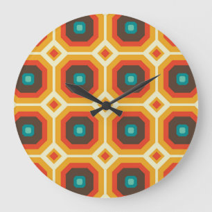 Mid-Century Modern Wall Clock, Octagon Patterns Large Clock