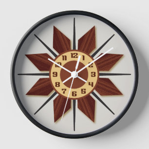 Mid-Century Modern Wall Clock "Wood-Look" texture