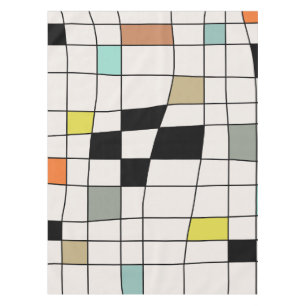 Mid Century Modern Warped Tiles Tablecloth