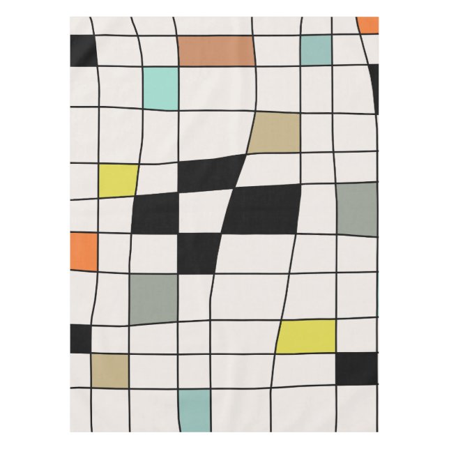 Mid Century Modern Warped Tiles Tablecloth (Front)