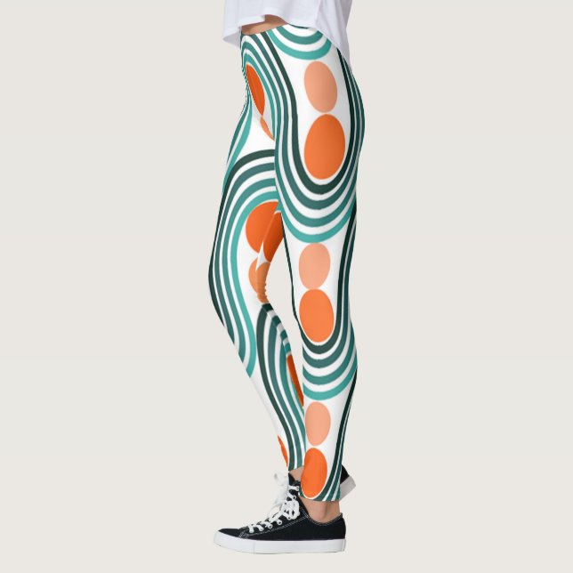 Mid-Century Modern Waves and Circles Leggings (Left)