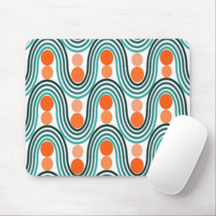 Mid-Century Modern Waves and Circles Mouse Pad