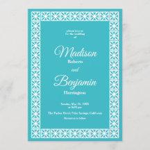 Mid Century Modern Wedding, Retro, Blue, White