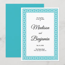 Mid Century Modern Wedding, Retro, Blue, White
