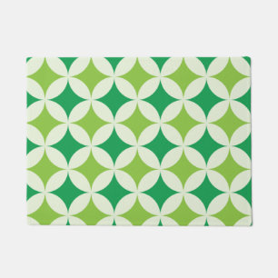 Mid Century Modern White Green Starbursts Circles Doormat