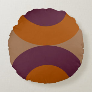 Mid-Century Modern Wineberry Gold Round Pillow