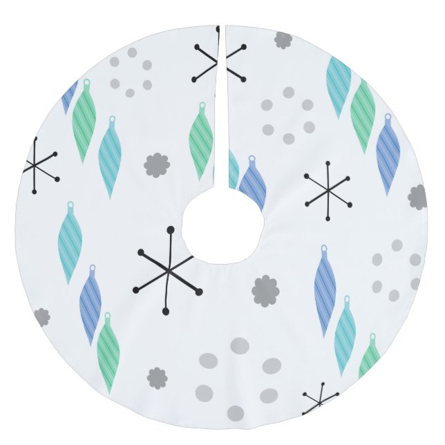 Mid Century Modern Winter Green Brushed Polyester Tree Skirt (Front)