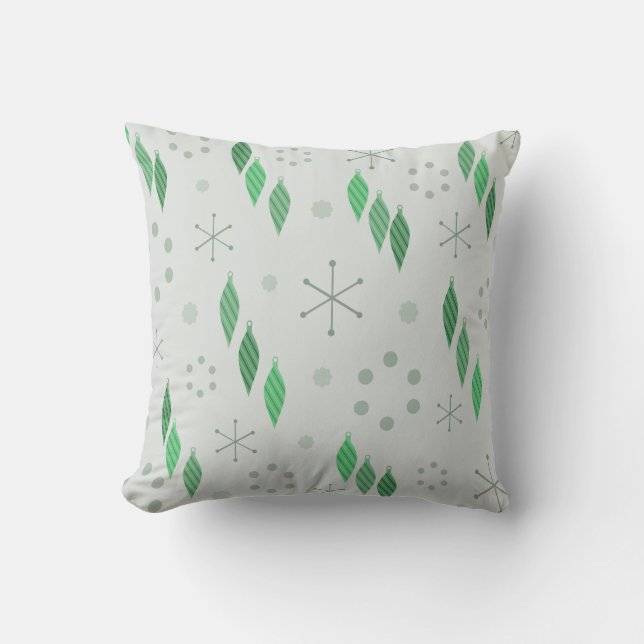 Mid Century Modern Winter Green Throw Pillow (Front)