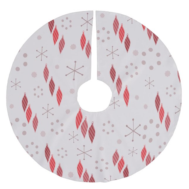 Mid Century Modern Winter Red Brushed Polyester Tree Skirt (Front)