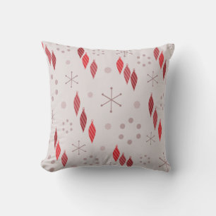 Mid Century Modern Winter Red Throw Pillow