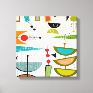 Mid Century Modern Wrapped Canvas Abstract #1A