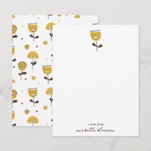 Mid Century Modern Yellow Floral Pattern Card