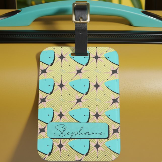 Mid Century Modern Yellow Pattern Luggage Tag (Creator Uploaded)