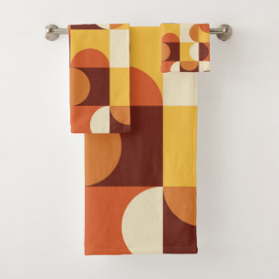 Mid Century Moderne demi cercles jaune et orange