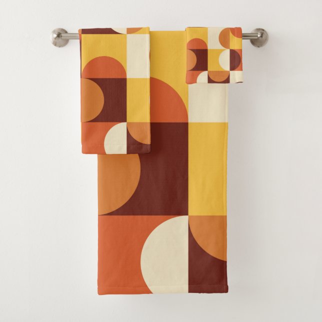 Mid Century Moderne demi cercles jaune et orange (En situation)