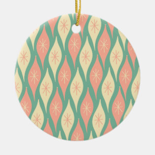 Mid Century Moderne Ornements Motif Turquoise & Bl