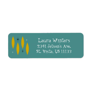 Mid Century Moderne Ovals Starburts Or sur Turquoi