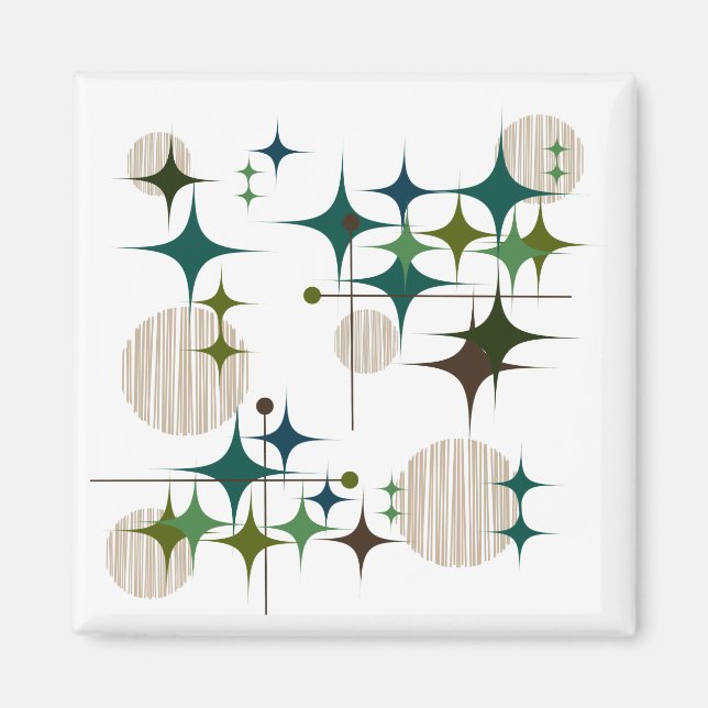 Mid Century Moderne Starbursts et Globes Magnet (Devant)