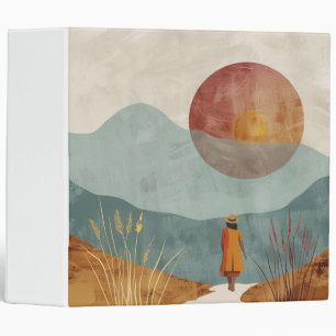 Mid Century Mountain Landscape Terracotta Sage Art Binder