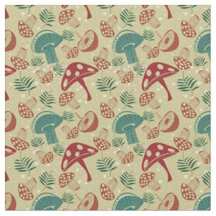 Mid Century Mushroom Green Pattern Fabric