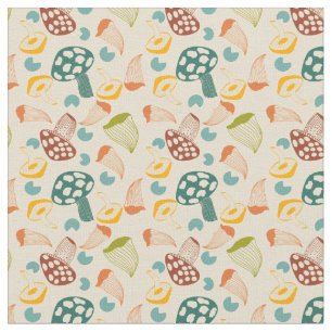Mid Century Mushroom Retro Pattern  Fabric