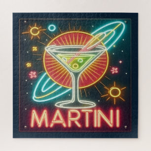 Mid Century Neon Martini Sign Jigsaw Puzzle
