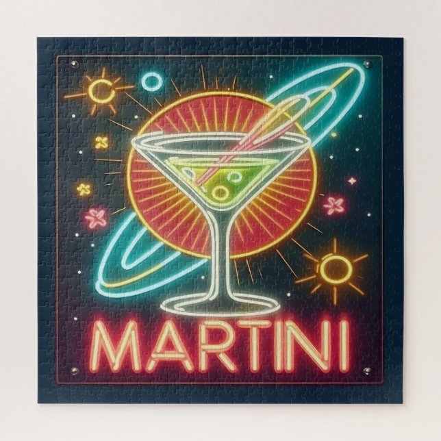 Mid Century Neon Martini Sign  Jigsaw Puzzle (Vertical)