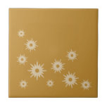 Mid-Century Ochre Gold Starburst Design Tile<br><div class="desc">Mid-century modern inspired design featuring vintage retro starbursts in an organic design on an ochre gold background. Simple, clean trendy design.</div>
